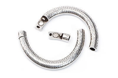 demi-bracelet pour cordon rond 5mm 62x39mm argenté x1pcs